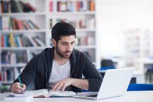Student at library